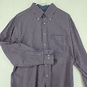 Tommy Hilfiger Mens Shirt Red Blue White Extra Large (17, 36-37)  Long Sleeve